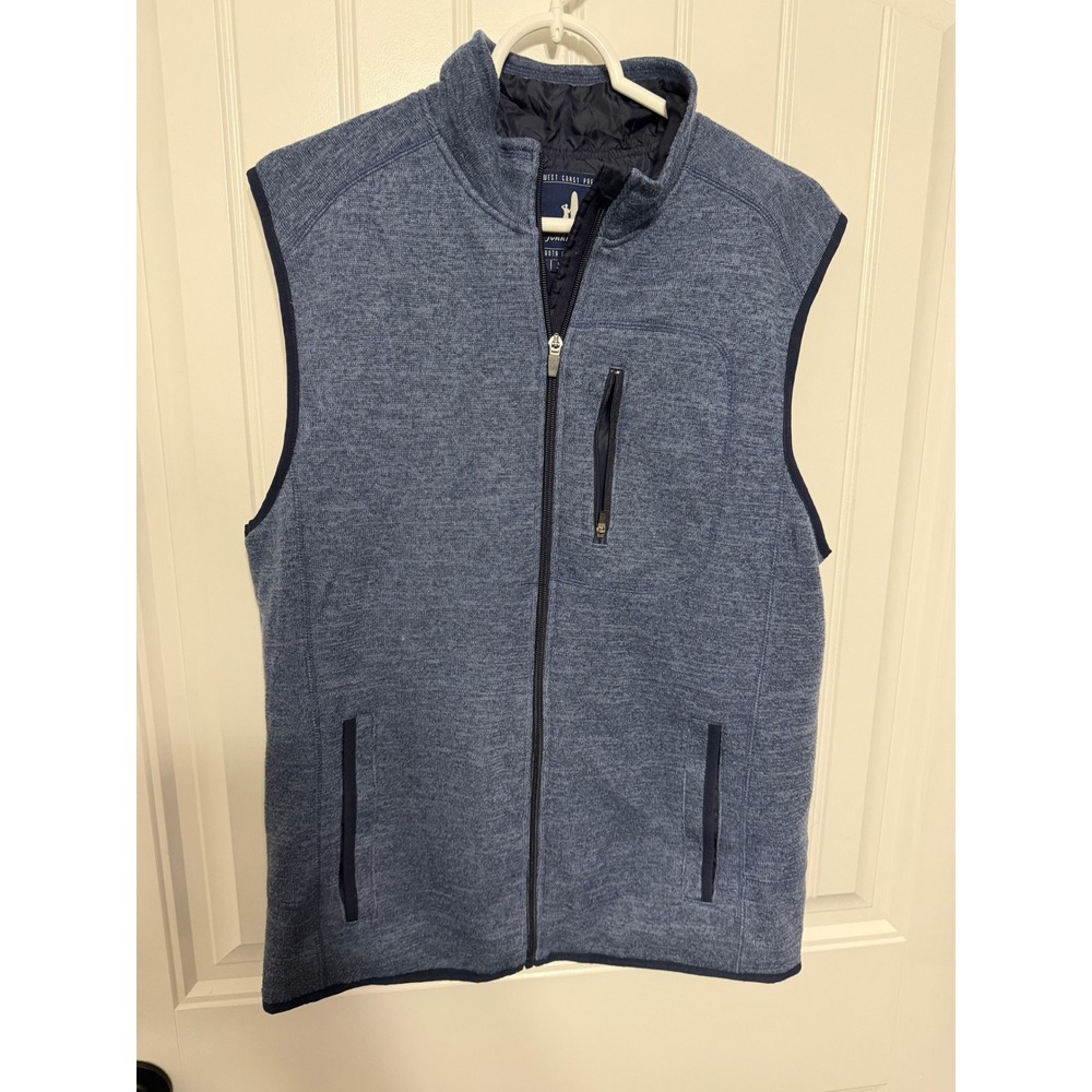 johnnie-O Vest Mens Medium West Coast Prep Blue Heather Full Zip Pockets EUC
